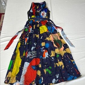 Ralph Lauren Purple label Collection Renshaw Paint Splatter Midi Dress